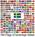 Sweden, collection of vector images of flags of the world