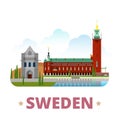 Sweden country design template Flat cartoon style