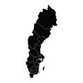 Sweden country map vector with regional areas