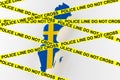Sweden crime concept, police investigation. 3D map of Sweden. 3d rendering