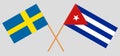 Sweden and Cuba. The Swedish and Cuban flags. Official colors. Correct proportion. Vector