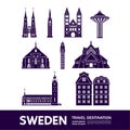 Sweden travel destination grand vector illustration.