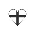 Sweden or Denmark or Finland flag icon in a heart shape in black outline flat design Royalty Free Stock Photo