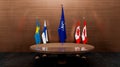 Sweden and Finland to join NATO, Flag Finland, flag Sweden, flag Canada and flag NATO. NATO Summit, Canada Sweden Finland 3D work