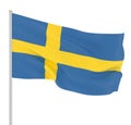 Sweden flag blowing in the wind. Background texture. 3d rendering, wave Royalty Free Stock Photo