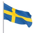 Sweden flag blowing in the wind. Background texture. 3d rendering, wave Royalty Free Stock Photo