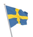 Sweden flag blowing in the wind. Background texture. 3d rendering, wave Royalty Free Stock Photo