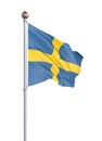 Sweden flag blowing in the wind. Background texture. 3d rendering, wave Royalty Free Stock Photo