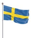 Sweden flag blowing in the wind. Background texture. 3d rendering, wave Royalty Free Stock Photo