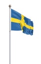 Sweden flag blowing in the wind. Background texture. 3d rendering, wave Royalty Free Stock Photo