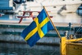 Sweden flag on a boat Royalty Free Stock Photo