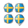 Sweden flag button isolated on white background Royalty Free Stock Photo