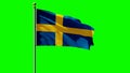 Sweden Flag 3D animation with green screen