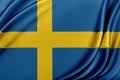 Sweden flag with a glossy silk texture. Royalty Free Stock Photo