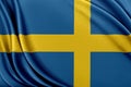 Sweden flag with a glossy silk texture. Royalty Free Stock Photo