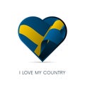 Sweden flag in heart. I love my country. sign. Vector. Royalty Free Stock Photo