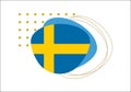 Sweden flag icon or badge. Swedish national emblem with abstract background and geometric shapes.