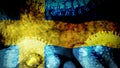 Sweden flag infected with coronavirus, with hands on a teenager`s forehead, despair and fear of contagion