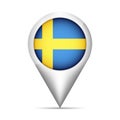 Sweden flag map pointer with shadow. Vector illustration Royalty Free Stock Photo