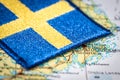 Sweden flag on the map Royalty Free Stock Photo