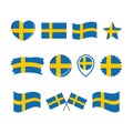 Sweden flag icon set vector isolated on a white background