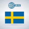 Sweden Flag vector illustration isolated on modern background with shadow. Royalty Free Stock Photo