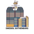 Sweden, Gothenburg, travel landmark vector illustration Royalty Free Stock Photo