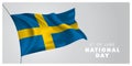 Sweden happy national day greeting card, banner, horizontal vector illustration