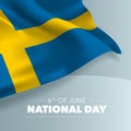 Sweden happy national day greeting card, banner, vector illustration