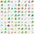100 sweden icons set, isometric 3d style