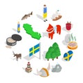 Sweden icons set, isometric 3d style