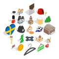 Sweden icons set, isometric style