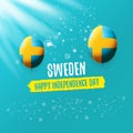 Sweden indepedence day celebration banner or poster with greeting text and balloons in turquoise sky. vector swedish