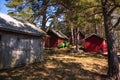 Sweden on the island within the forest with sheds Royalty Free Stock Photo