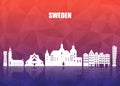 Sweden Landmark Global Travel And Journey paper background. Vector Design Template.used for your