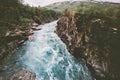 Sweden landscape canyon river Abiskojakka travel aerial view