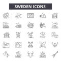 Sweden line icons, signs, vector set, linear concept, outline illustration Royalty Free Stock Photo