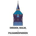 Sweden, Malmo, Pildammsparken travel landmark vector illustration