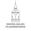 Sweden, Malmo, Pildammsparken travel landmark vector illustration