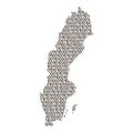 Sweden map abstract schematic from black ones and zeros binary digital code. Vector illustration Royalty Free Stock Photo