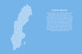 Sweden map abstract schematic from white ones and zeros binary digital code on light blue background for banner, poster, greeting Royalty Free Stock Photo