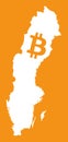 Sweden map with bitcoin crypto currency symbol illustration