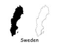 Sweden Country Map. Black silhouette and outline isolated on white background. EPS Vector