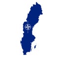 Sweden map outline with NATO flag