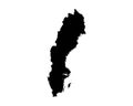 Sweden Map. Swedish Country Map. Black and White Swede National Nation Geography Outline Border Boundary Territory Shape Vector Il
