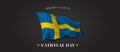 Sweden national day vector banner, greeting card. Swedish wavy flag