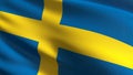 Sweden national flag blowing in the wind . Official patriotic abstract design. 3D rendering illustration of waving sign Royalty Free Stock Photo