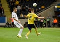 Sweden national team player Mikael Lustig and Russia national team striker Artem Dzyuba