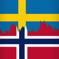 Sweden and Norway national flags separated by a line chart.