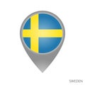 Map pointer with flag of Sweden Royalty Free Stock Photo